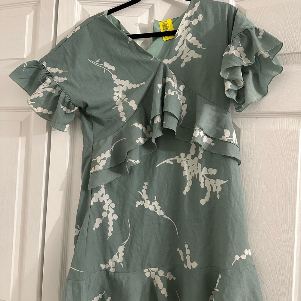 Green Floral Ruffle Dress